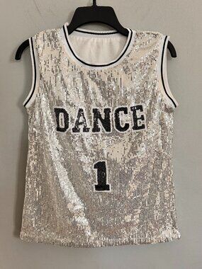 Silver Sequin DANCE 1 Hip Hop Jazz Dance Dress Size 12-14 Youth